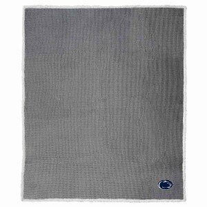 gray waffle sherpa blanket with Penn State Athletic Logo appliqué
